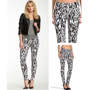 7 For All Mankind The Skinny Jean In Ikat Leopard Print Mid Rise - Size 28